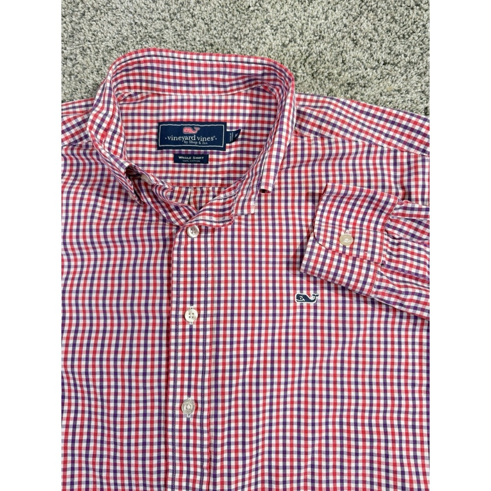Vineyard‎ Vines Red / Purple / White 100% Cotton Classic Fit Whale Shirt - (M)